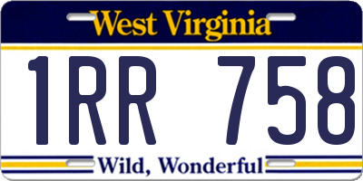 WV license plate 1RR758