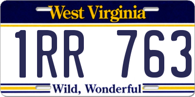 WV license plate 1RR763