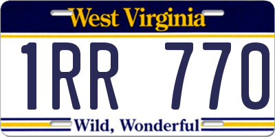 WV license plate 1RR770