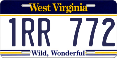 WV license plate 1RR772