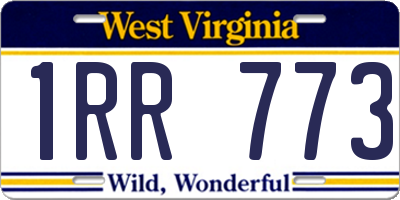 WV license plate 1RR773