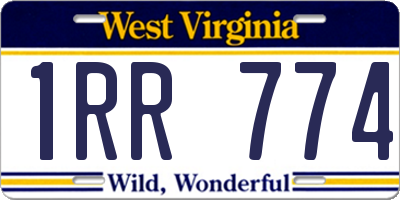 WV license plate 1RR774