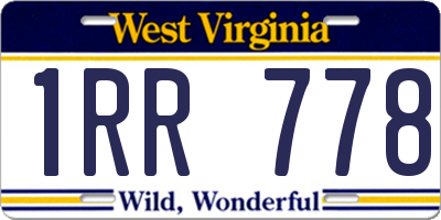WV license plate 1RR778