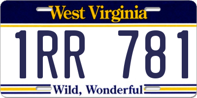 WV license plate 1RR781