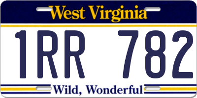 WV license plate 1RR782