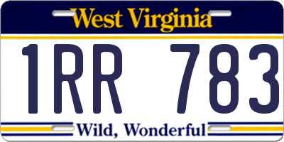 WV license plate 1RR783