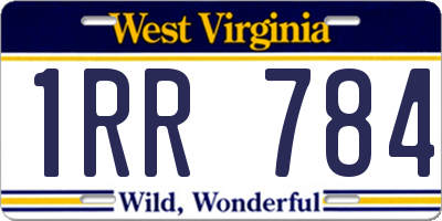 WV license plate 1RR784
