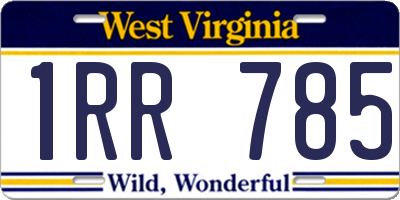 WV license plate 1RR785