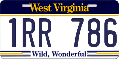 WV license plate 1RR786