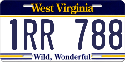 WV license plate 1RR788
