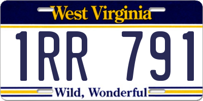 WV license plate 1RR791