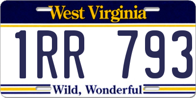WV license plate 1RR793
