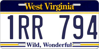WV license plate 1RR794