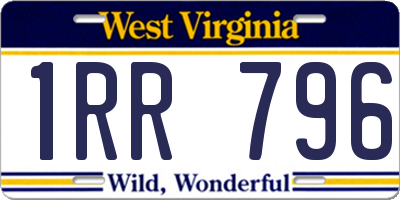 WV license plate 1RR796