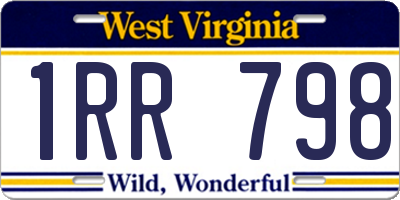 WV license plate 1RR798