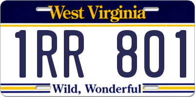 WV license plate 1RR801