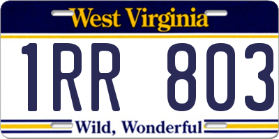 WV license plate 1RR803