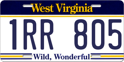 WV license plate 1RR805