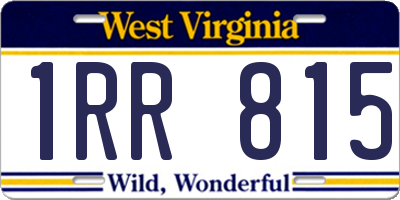 WV license plate 1RR815