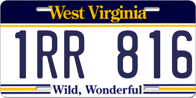 WV license plate 1RR816