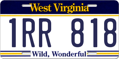 WV license plate 1RR818