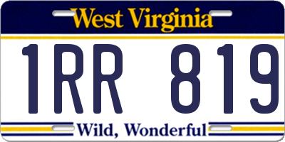 WV license plate 1RR819