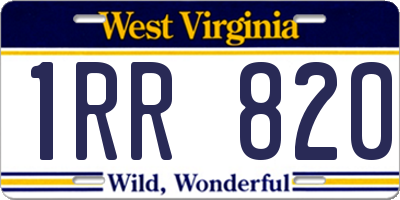 WV license plate 1RR820
