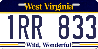 WV license plate 1RR833