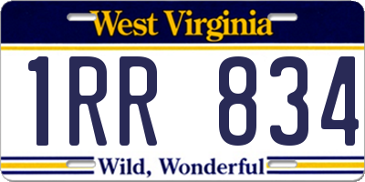 WV license plate 1RR834