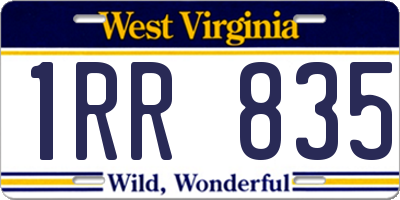 WV license plate 1RR835