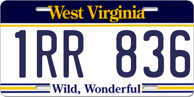 WV license plate 1RR836