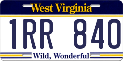 WV license plate 1RR840