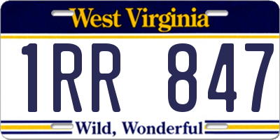 WV license plate 1RR847