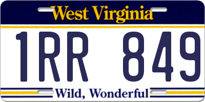 WV license plate 1RR849