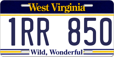 WV license plate 1RR850