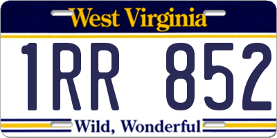 WV license plate 1RR852