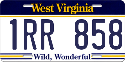 WV license plate 1RR858