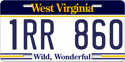 WV license plate 1RR860