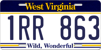 WV license plate 1RR863