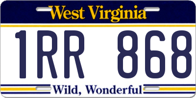 WV license plate 1RR868