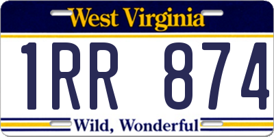 WV license plate 1RR874