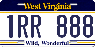 WV license plate 1RR888