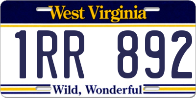 WV license plate 1RR892