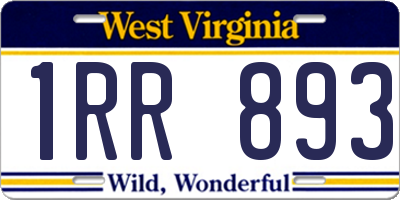 WV license plate 1RR893