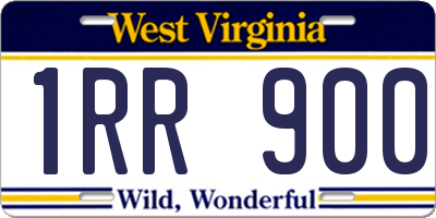WV license plate 1RR900