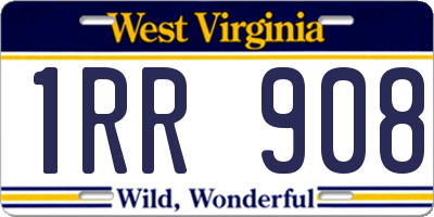 WV license plate 1RR908