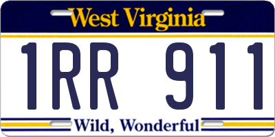 WV license plate 1RR911