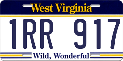 WV license plate 1RR917