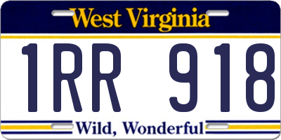 WV license plate 1RR918