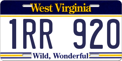 WV license plate 1RR920